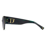 Dsquared2 Womens Dark Grey Shaded Lens Green Horn Cat eye Sunglasses with 100% UV Protection.