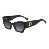 Dsquared2 Womens Dark Grey Shaded Lens Black Cat eye Sunglasses with 100% UV Protection.