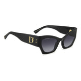 Dsquared2 Womens Dark Grey Shaded Lens Black Cat eye Sunglasses with 100% UV Protection.