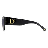 Dsquared2 Womens Dark Grey Shaded Lens Black Cat eye Sunglasses with 100% UV Protection.