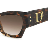 Dsquared2 Womens Brown Shaded Lens Grey Havana Cat eye Sunglasses with 100% UV Protection.