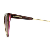 Dsquared2 Womens Brown Pink Shaded Lens Brwn Metlzed Cat eye Sunglasses with 100% UV Protection.