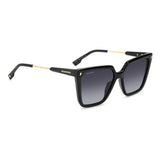 Dsquared2 Womens Dark Grey Shaded Lens Black Square Sunglasses with 100% UV Protection.