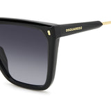 Dsquared2 Womens Dark Grey Shaded Lens Black Square Sunglasses with 100% UV Protection.