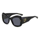Dsquared2 Womens Grey Lens Black Gold Butterfly Sunglasses with 100% UV Protection.