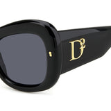 Dsquared2 Womens Grey Lens Black Gold Butterfly Sunglasses with 100% UV Protection.