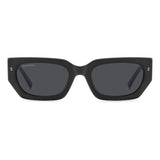 Dsquared2 Womens Grey Lens Matte Black Rectangular Sunglasses with 100% UV Protection.