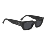 Dsquared2 Womens Grey Lens Matte Black Rectangular Sunglasses with 100% UV Protection.