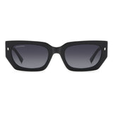 Dsquared2 Womens Dark Grey Shaded Lens Black Rectangular Sunglasses with 100% UV Protection.