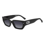 Dsquared2 Womens Dark Grey Shaded Lens Black Rectangular Sunglasses with 100% UV Protection.