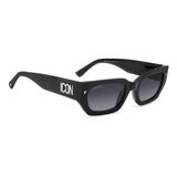 Dsquared2 Womens Dark Grey Shaded Lens Black Rectangular Sunglasses with 100% UV Protection.