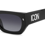 Dsquared2 Womens Dark Grey Shaded Lens Black Rectangular Sunglasses with 100% UV Protection.