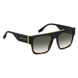 Marc Jacobs Mens Green Shaded Lens Black Havana Rectangular Sunglasses with 100% UV Protection