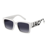 Marc Jacobs Unisex Dark Grey Shaded Lens White Black Rectangular Sunglasses with 100% UV Protection