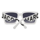 Marc Jacobs Unisex Dark Grey Shaded Lens White Black Rectangular Sunglasses with 100% UV Protection