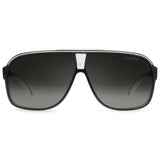 Carrera Mens Grey Lens Black crystalwhite Square Sunglasses with 100% UV Protection -240265T4M649O