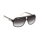 Carrera Mens Grey Lens Black crystalwhite Square Sunglasses with 100% UV Protection -240265T4M649O