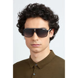 Carrera Mens Grey Lens Black crystalwhite Square Sunglasses with 100% UV Protection -240265T4M649O