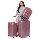 DKNY STACK LOGO Range Metallic Pink Hard 22" Cabin Luggage