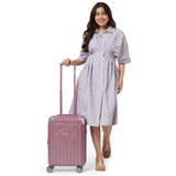 DKNY STACK LOGO Range Metallic Pink Hard 22" Cabin Luggage