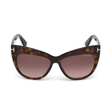 Tom Ford Womens Purple Lens Brown Cat Eye Sunglasses with 100% UV Protection - FT0523 56 52F