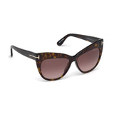 Tom Ford Womens Purple Lens Brown Cat Eye Sunglasses with 100% UV Protection - FT0523 56 52F