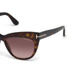 Tom Ford Womens Purple Lens Brown Cat Eye Sunglasses with 100% UV Protection - FT0523 56 52F