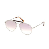 Tom Ford Mens Pink Lens Silver Aviator Sunglasses with 100% UV Protection - FT0536 60 16Z