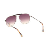 Tom Ford Mens Pink Lens Silver Aviator Sunglasses with 100% UV Protection - FT0536 60 16Z