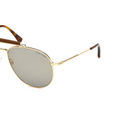 Tom Ford Mens Grey Lens Gold Aviator Sunglasses with 100% UV Protection - FT0536 60 28C