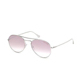 Tom Ford Unisex Grey Lens Silver Aviator Sunglasses with 100% UV Protection - FT0551 55 18Z