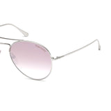 Tom Ford Unisex Grey Lens Silver Aviator Sunglasses with 100% UV Protection - FT0551 55 18Z