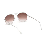 Tom Ford Unisex Grey Lens Silver Aviator Sunglasses with 100% UV Protection - FT0551 55 18Z