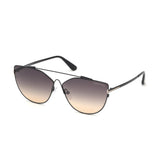 Tom Ford Womens Transparent Lens Black Cat Eye Sunglasses with 100% UV Protection - FT0563 64 01B