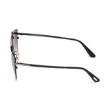 Tom Ford Womens Transparent Lens Black Cat Eye Sunglasses with 100% UV Protection - FT0563 64 01B