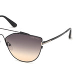 Tom Ford Womens Transparent Lens Black Cat Eye Sunglasses with 100% UV Protection - FT0563 64 01B