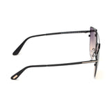 Tom Ford Womens Transparent Lens Black Cat Eye Sunglasses with 100% UV Protection - FT0563 64 01B
