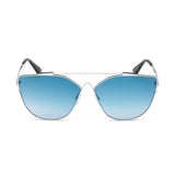Tom Ford Womens Blue Lens Silver Cat Eye Sunglasses with 100% UV Protection - FT0563 64 18X