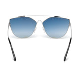 Tom Ford Womens Blue Lens Silver Cat Eye Sunglasses with 100% UV Protection - FT0563 64 18X