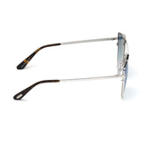 Tom Ford Womens Blue Lens Silver Cat Eye Sunglasses with 100% UV Protection - FT0563 64 18X