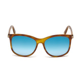 Tom Ford Womens Blue Lens Brown Square Sunglasses with 100% UV Protection - FT0567 56 53X