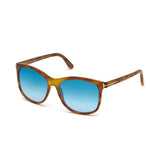 Tom Ford Womens Blue Lens Brown Square Sunglasses with 100% UV Protection - FT0567 56 53X