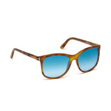 Tom Ford Womens Blue Lens Brown Square Sunglasses with 100% UV Protection - FT0567 56 53X