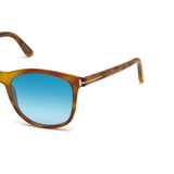Tom Ford Womens Blue Lens Brown Square Sunglasses with 100% UV Protection - FT0567 56 53X