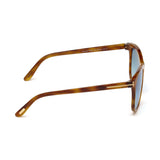 Tom Ford Womens Blue Lens Brown Square Sunglasses with 100% UV Protection - FT0567 56 53X