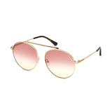 Tom Ford Womens Grey Lens Gold Round Sunglasses with 100% UV Protection - FT0571 58 28Z
