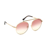 Tom Ford Womens Grey Lens Gold Round Sunglasses with 100% UV Protection - FT0571 58 28Z