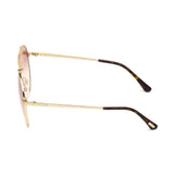 Tom Ford Womens Grey Lens Gold Round Sunglasses with 100% UV Protection - FT0571 58 28Z