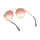 Tom Ford Womens Grey Lens Gold Round Sunglasses with 100% UV Protection - FT0571 58 28Z