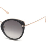 Tom Ford Womens Grey Lens Black Cat Eye Sunglasses with 100% UV Protection - FT0683 63 01B